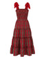 Rot 1940er Weihnachten Plaid Schnürung Kleid