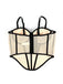 Beige 1980er Sheer Steampunk Fischgräten Korsett