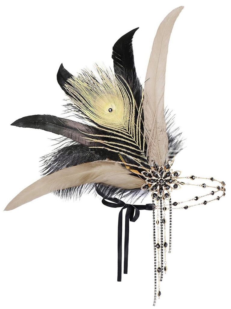 1920er Gatsby Pfau Feder Flapper Perlen Stirnband