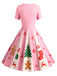 [Vorverkauf] Rosa 1950er Weihnachten Schneeflocke Swing Kleid