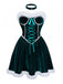 Grün 1960er Samt Trägerloses Schnürung Mini Kleid
