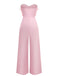 1970er Solide Trägerlos Feder Jumpsuit