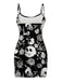 Schwarz 1960er Schädel Rose Halloween Enges Kleid