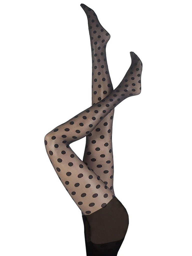 Schwarz 1950er Polka Dot Vintage Strümpfe
