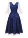 Blau 1970er Halloween Sternenklar Hexe Tüll Kostüm Kleid