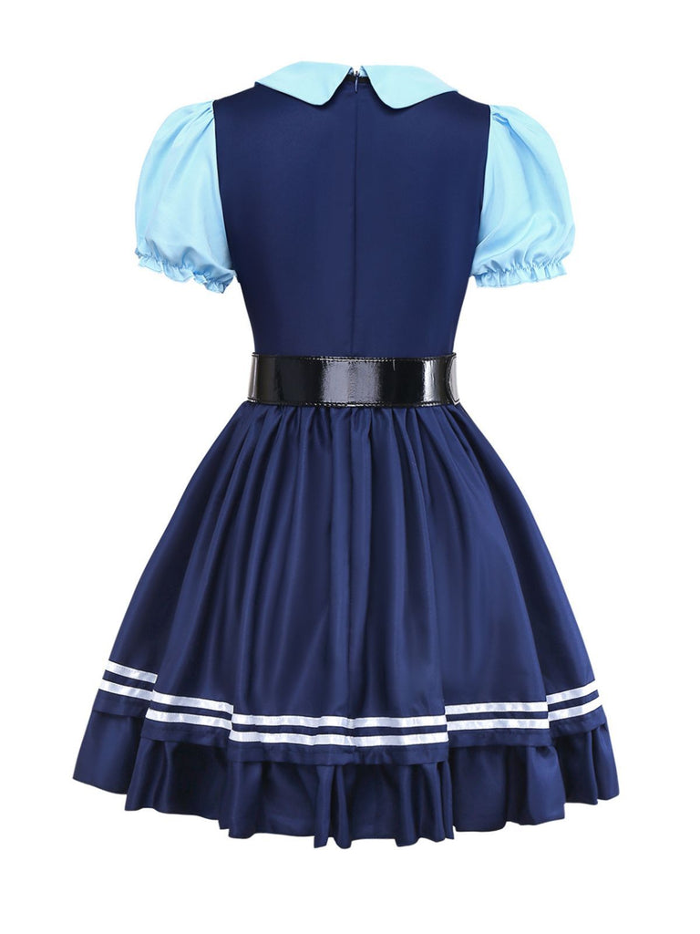 Blau 1960er Judy Hopps Kostüm Bunny Officer Shirt Kleid Set