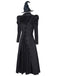 2PCS Schwarz 1940er Gothic Wicked-Inspiriert Elphaba Hexenkostüm mit Hut