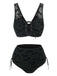 Schwarz 1980er Träger Fledermäuse Netz Gothic Bikini Set