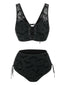 Schwarz 1980er Träger Fledermäuse Netz Gothic Bikini Set
