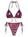 1970er Solide Halter Metallisch Bikini Set