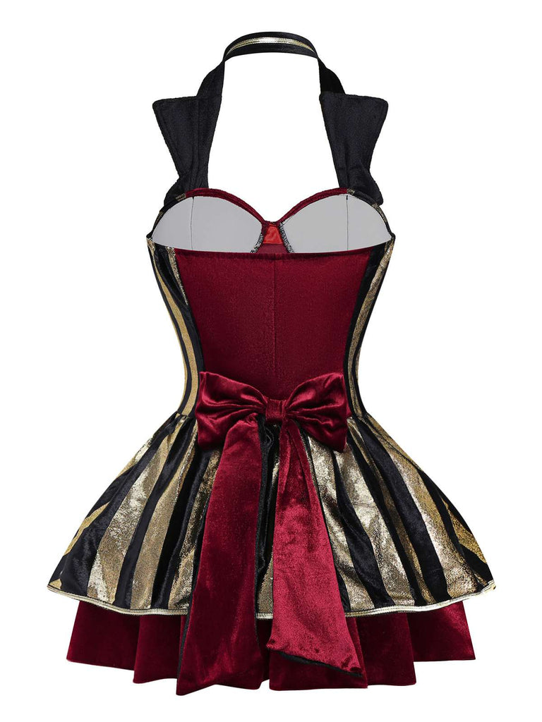 Weinrot 1970er Halloween Samt Piratenkapitän Kleid