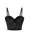 Schwarz 1970er Strassstein Spinnennetz Crop Top