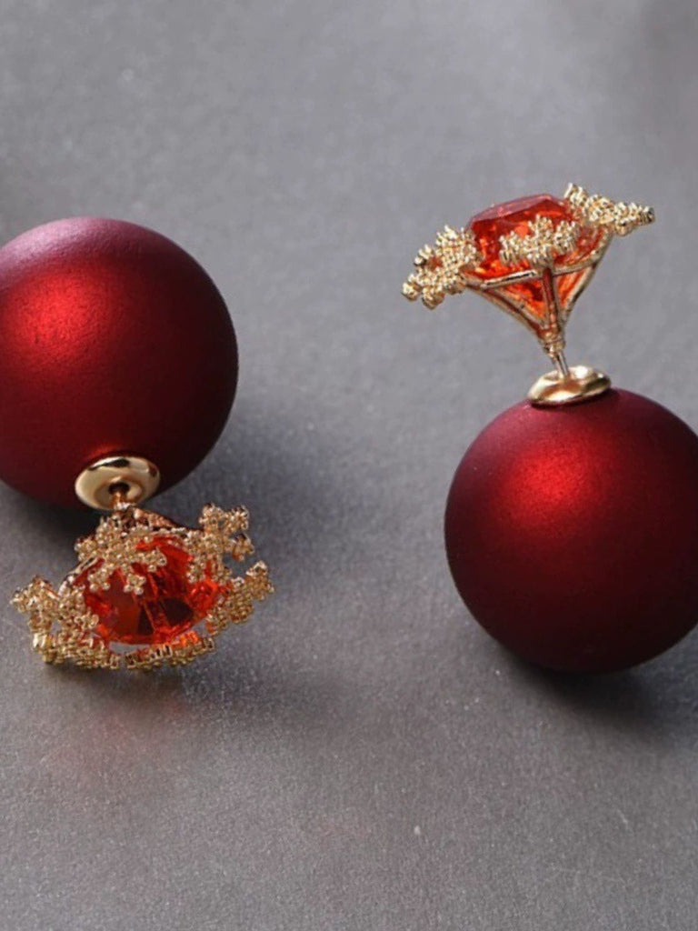 Weihnachten Rot Gem Schneeflocke Stud Ohrringe