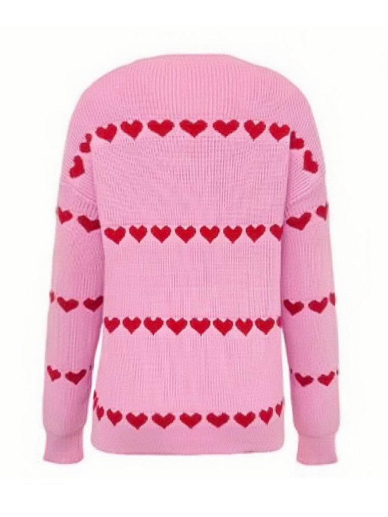 1940er Valentinstag Herz Gestrickt Pullover