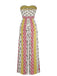 1970er Trägerlos Blumen Geometrisches Muster Boho Jumpsuit