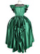 Grün 1950er Wednesday Addams Inspiriert Satin Kostüm Set
