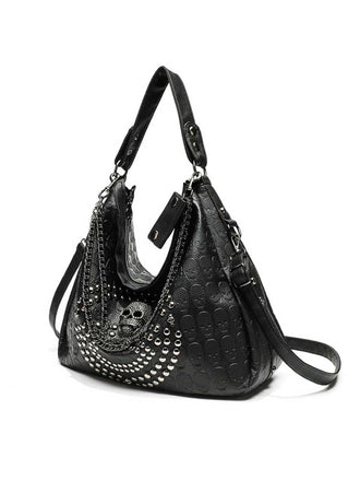 Gothic Schädel Nietenkette Hobo Tasche