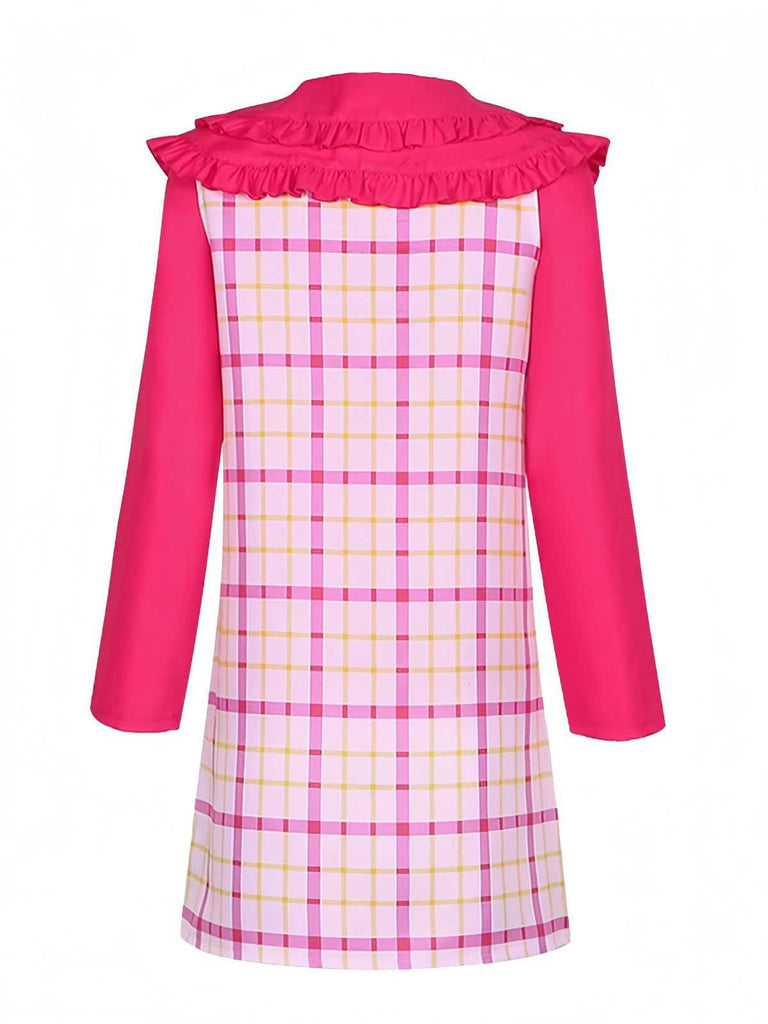 2PCS 1960er Plaids Tasche Wednesday Addams Stil Top & Kleid