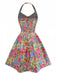 Mehrfarbig 1960er Halter Blumen Bogen Herz Kleid