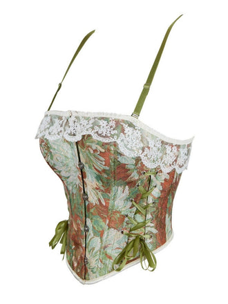 1960er Blumen Spitze Spaghetti Träger Korsett Top