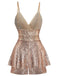 1960er Pailletten Riemchen V-Ausschnitt Culotte Romper