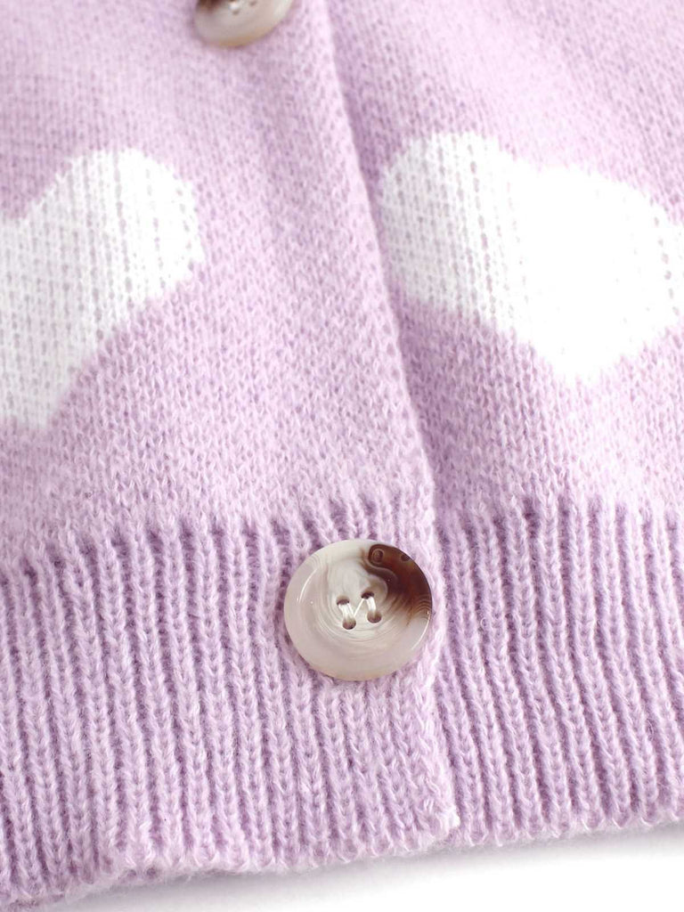 1950er Valentinstag Herz Drucken Stricken Strickjacke