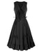 1940er Solide Ärmellos Kordelzug Schnürung Kleid