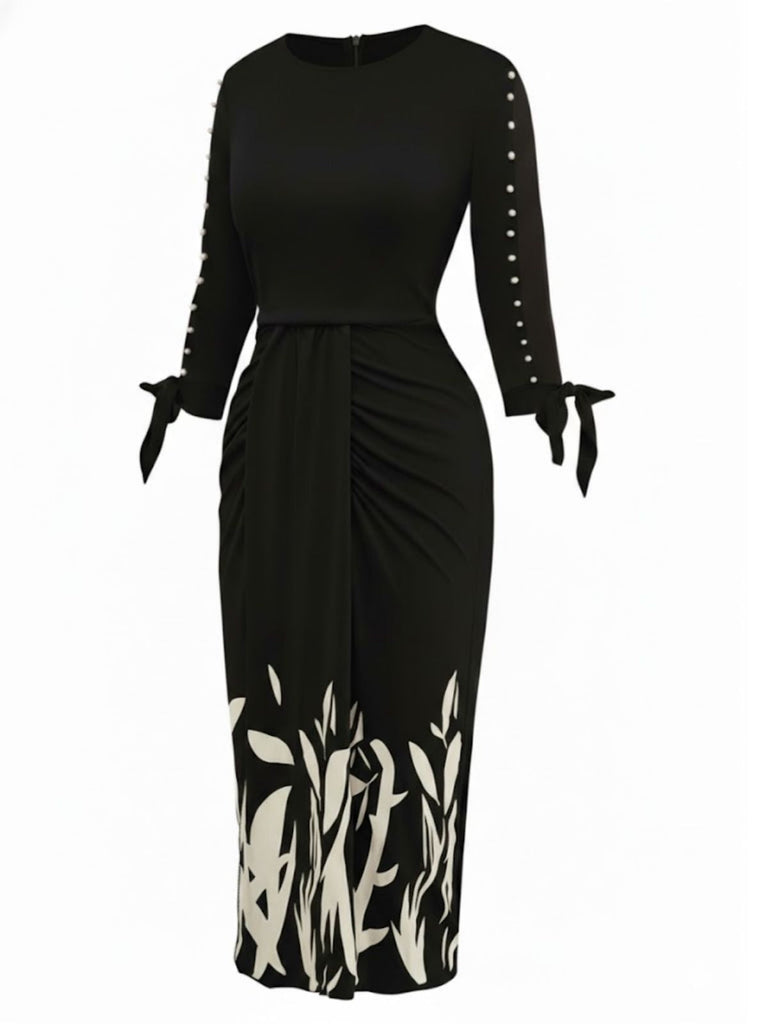 1960er Blumen Cut-Out Patchwork Binde Kleid