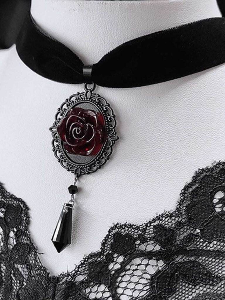 Vintage Dunkle Rose Viktorianisch Gothic Halskette
