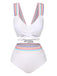 1940er Regenbogen Schnürung Patchwork Gurt Bikini Set