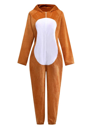 Braun 1970er Weihnachtsrentier Cosplay Jumpsuit