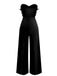 1970er Solide Trägerlos Feder Jumpsuit