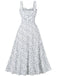1940er Blumen Schnürung Breit-Träger Kleid