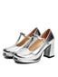 Metallisch Quadratischer Spitze Blockschnalle Schuhe