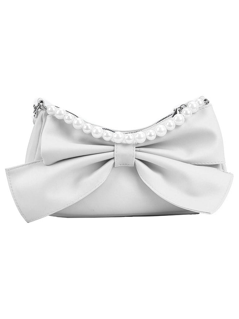 RETRO BOWKNOT PEARL SOLIDE ACHSELTASCHE
