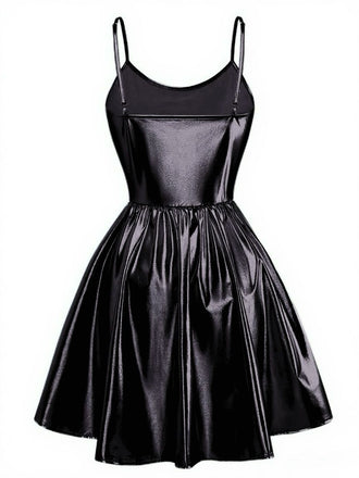 1980er Metallisch Spaghetti Träger Party Kleid