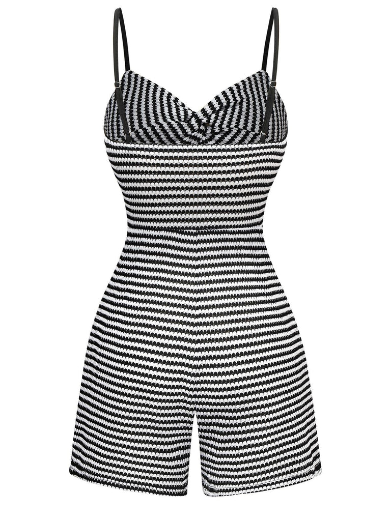 Schwarz & Weiß 1930er Horizontal Streifen Romper