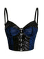 Dunkelblau 1980er Punk Spitze Patchwork Korsett Top
