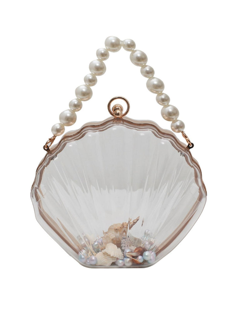 Vintage 3D-Muschel Transparent Perlenkette Tasche