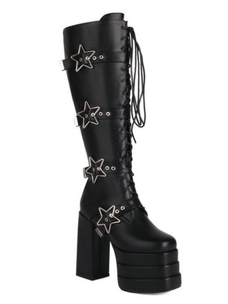 Schwarz Stern Taste Gothic Platform High Heels Stiefel