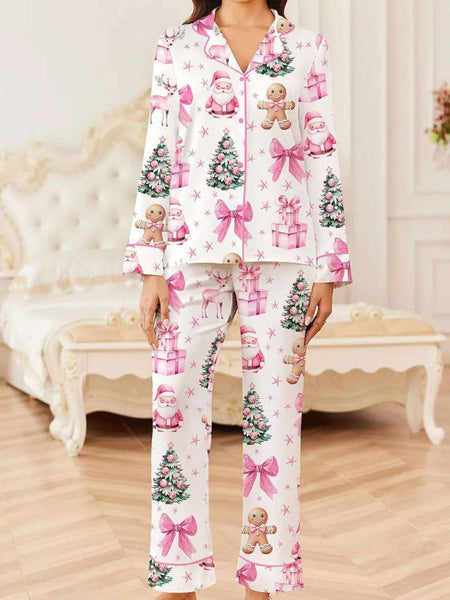 Weiß 1940er Weihnachten Candy Canes Pyjama Set – retro stage-German