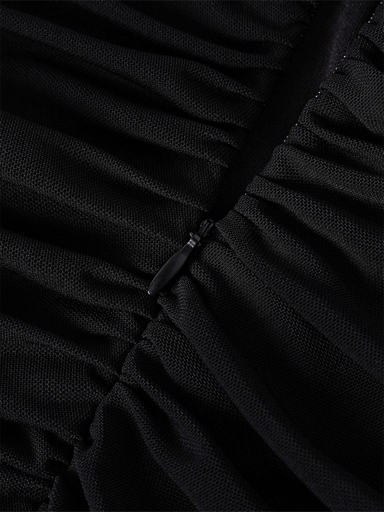 1930er Solide Schulterfrei Bodycon Maxi Kleid