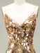 [Vorverkauf] Gold 1930er Slip Pailletten Abend Kleid