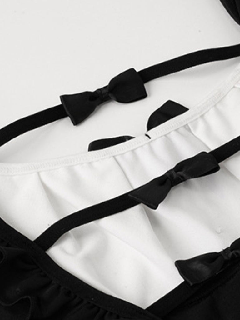 Schwarz 1980er Häschen Mädchen Body Freizeitkleidung Set