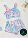 2PCS 1970er Glühend Bunt Drucken Flanell Pajama Set