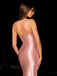 Rosa 1930er Solide Satin Gerüschtes Schlitz Kleid