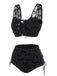 Schwarz 1980er Träger Fledermäuse Netz Gothic Bikini Set