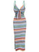 1970er Träger Bunt Streifen Binden Boho Kleid