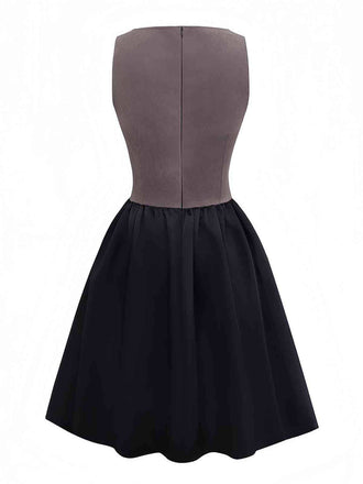 Braun 1960er Pirat Schnürung Quadratischer Hals Korsett Kleid