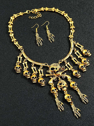 Gothic Schädel Quaste Halskette & Ohrringe Set